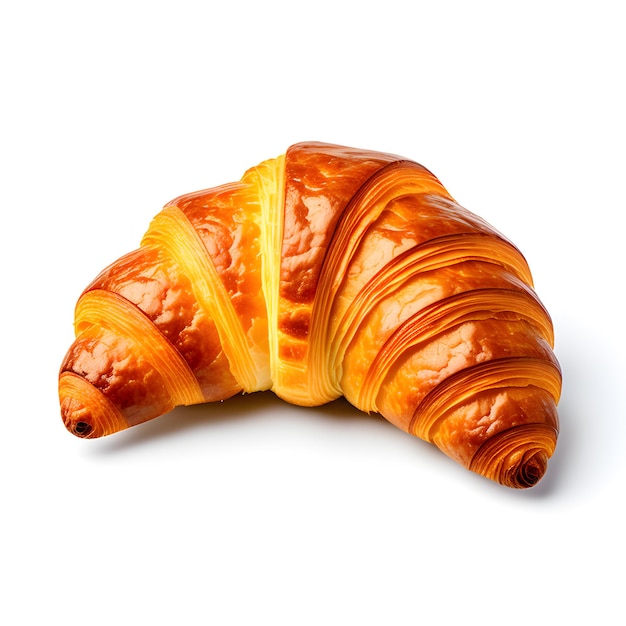 Croissant aislado sobre un fondo blanco