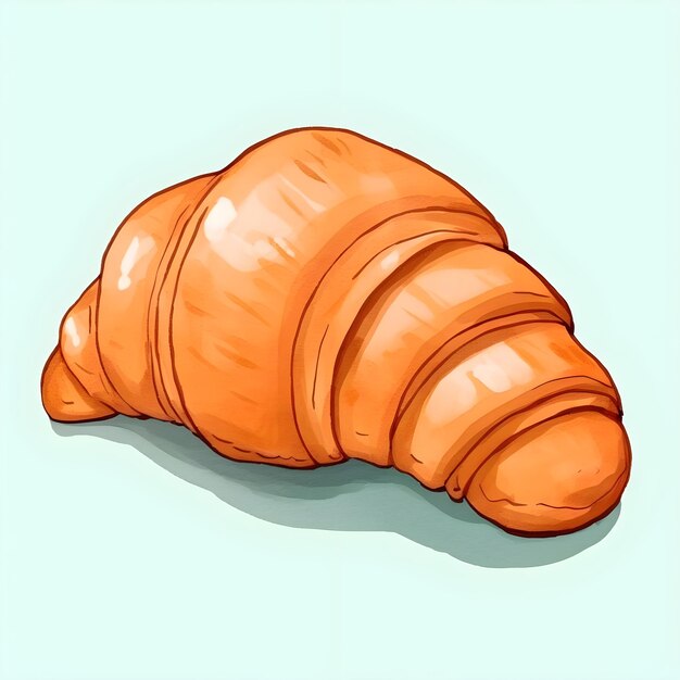 Foto croissant-aquarell-illustration im minimalistischen stil