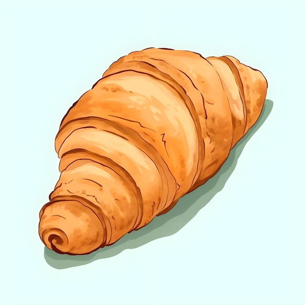 Croissant-Aquarell-Illustration im minimalistischen Stil