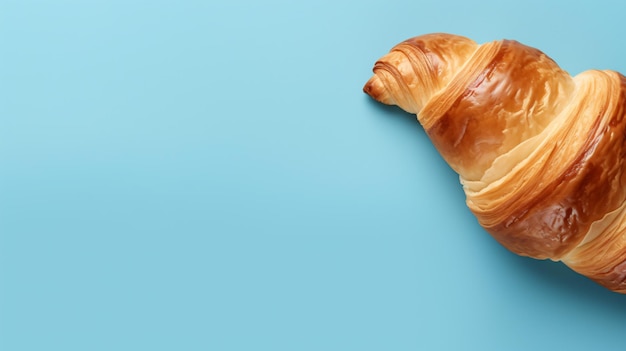 Foto croissant auf blauem hintergrund französische bäckerei