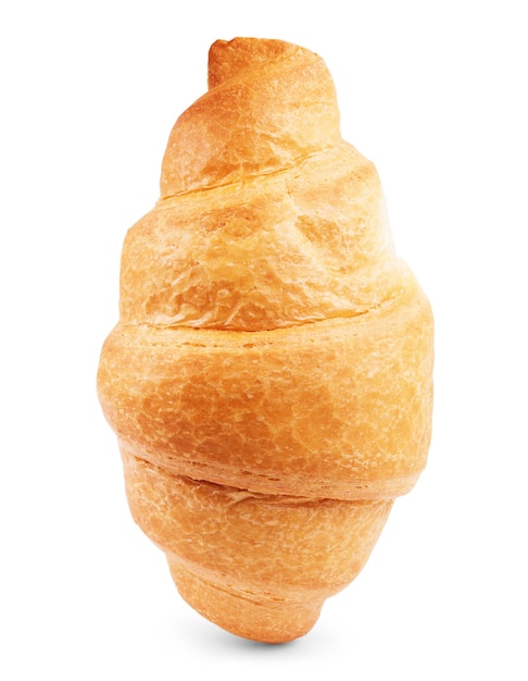 Croissant bestreut mit Puderzucker auf einem weißen Hintergrund closeup isoliert