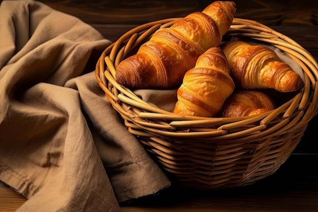 Croissant en una canasta