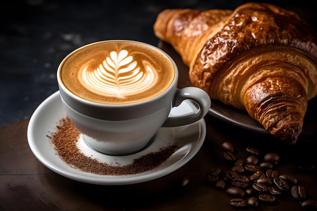 Croissant y capuchino