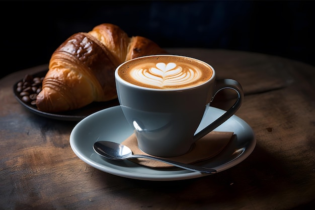 Croissant y capuchino