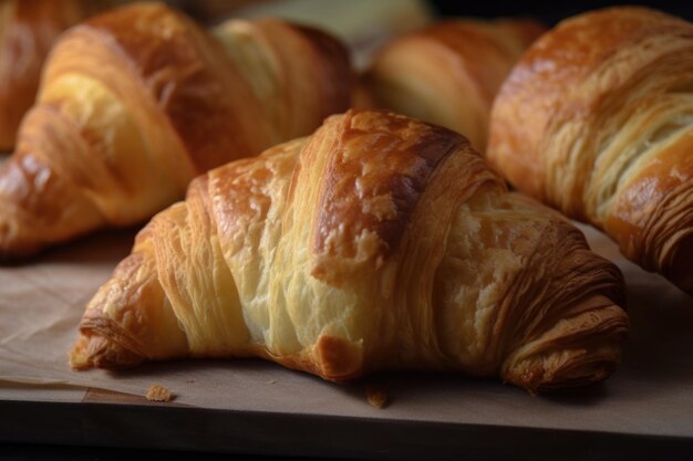 Croissant caseiro assado com textura amanteigada e escamosa e sabor rico criado com ai generativo