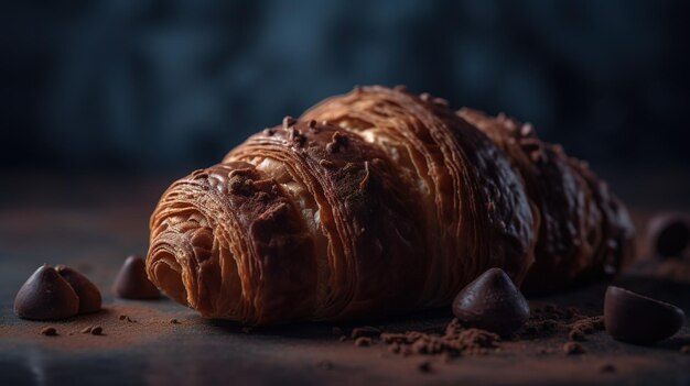 Un croissant con chocolates encima