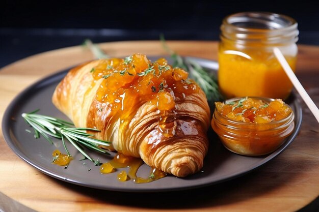 Foto croissant y compost de romero de albaricoque