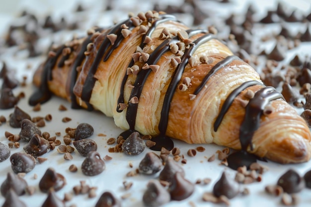 Un croissant con un croissant en él y una cuadrícula que dice