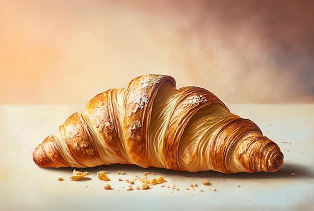 Un croissant con croissants sobre una mesa