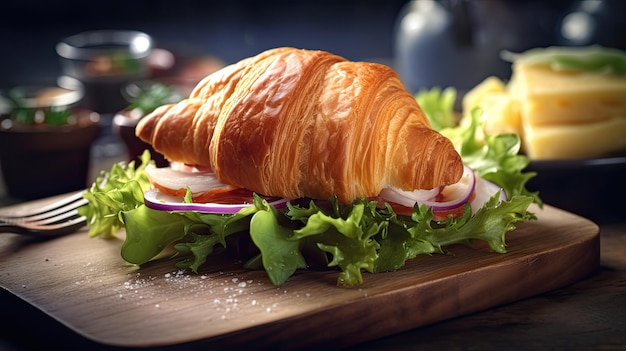 Croissant de presunto e queijo