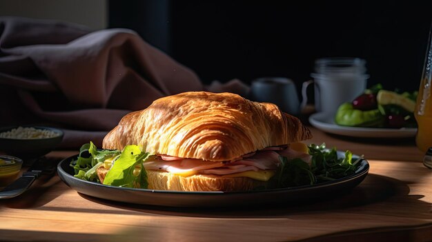 Croissant de presunto e queijo