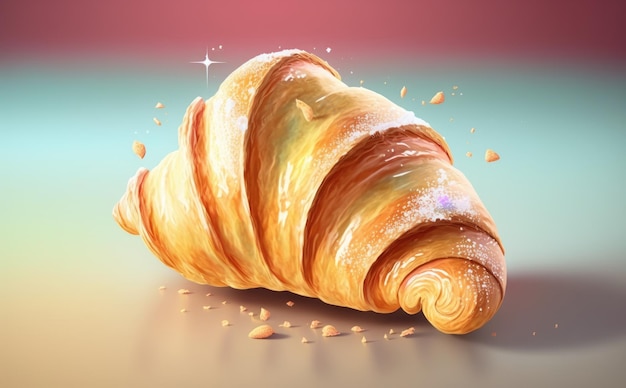 croissant dibujado sobre fondo blanco acuarela pastelería alimentos orgánicos ilustraciones ai generado