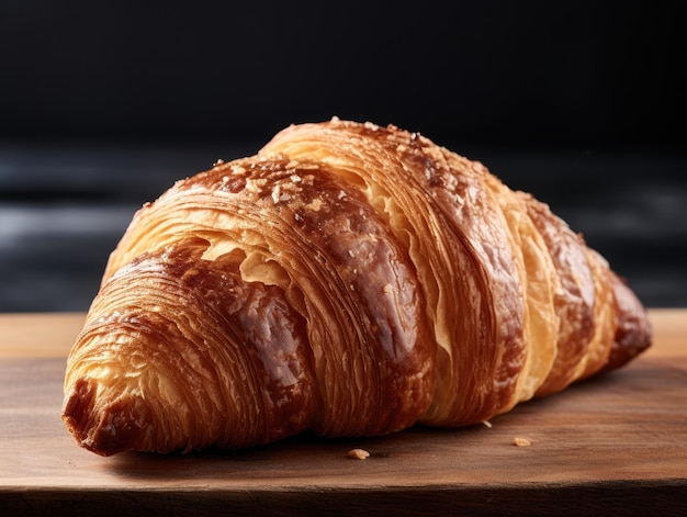 Croissant en fondo oscuro con IA generativa