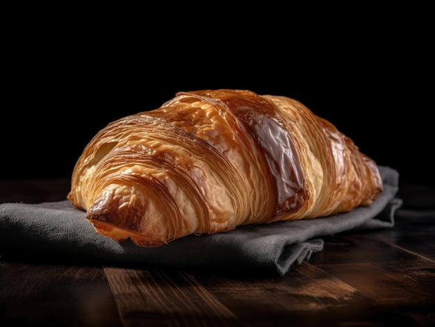 Croissant en fondo oscuro con IA generativa