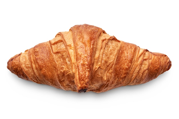 Croissant francés tradicional sobre fondo blanco.