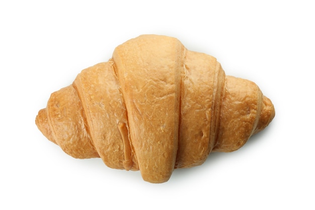 Croissant fresco e saboroso isolado no branco