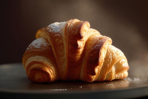 croissant fresco y esponjoso horneado en la cultura francesa generado por ai