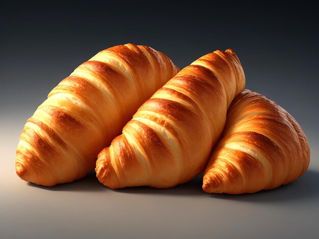 croissant fresco sobre una mesa de madera Generative Ai