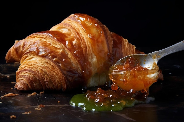 Foto croissant con jalea de jalapeno