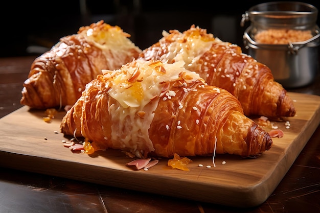 Croissant con jamón y queso pasteles calientes croissant caliente