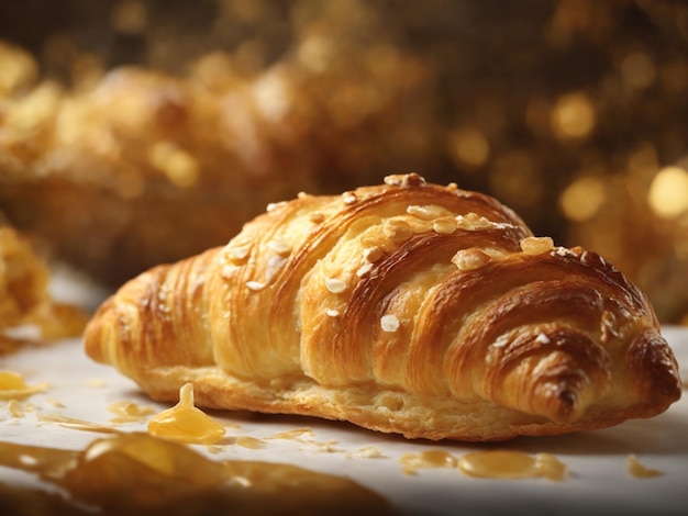 un croissant con un líquido dorado en él