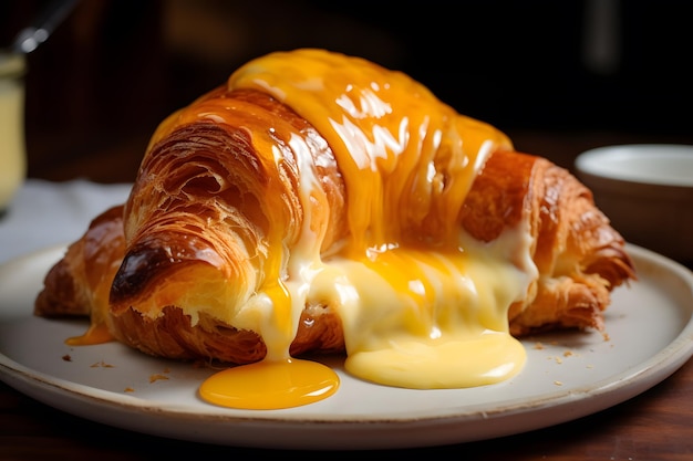 Croissant mit geschmolzenem Käse