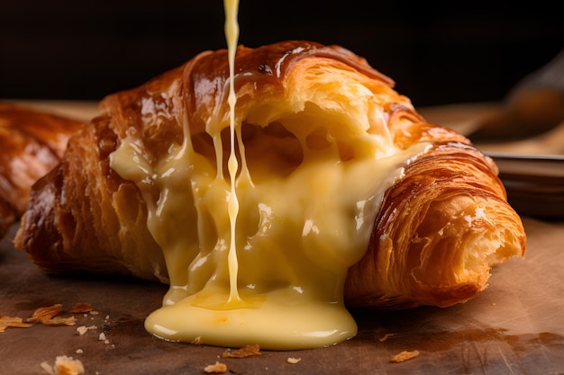 Croissant mit geschmolzenem Käse