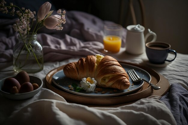 Foto croissant en un plato