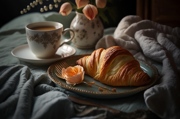 Foto croissant en un plato