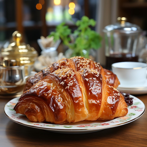 Croissant en un plato