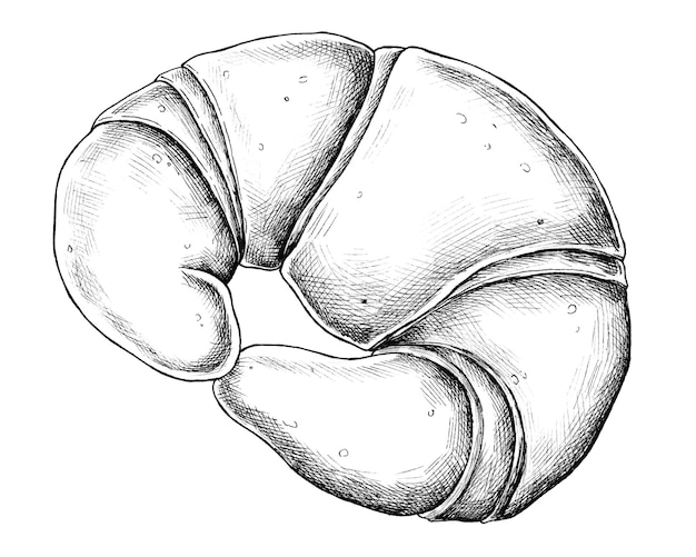 Croissant recién horneado dibujado a mano transparente png