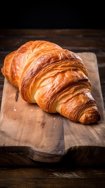 Un croissant sobre una tabla de cortar