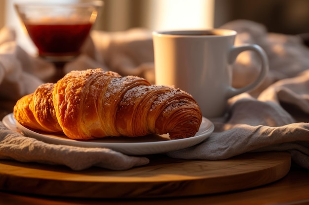 Croissant-Süßbrötchen mit kaffeegenerierender KI