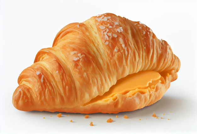 Un croissant con un trozo de queso encima