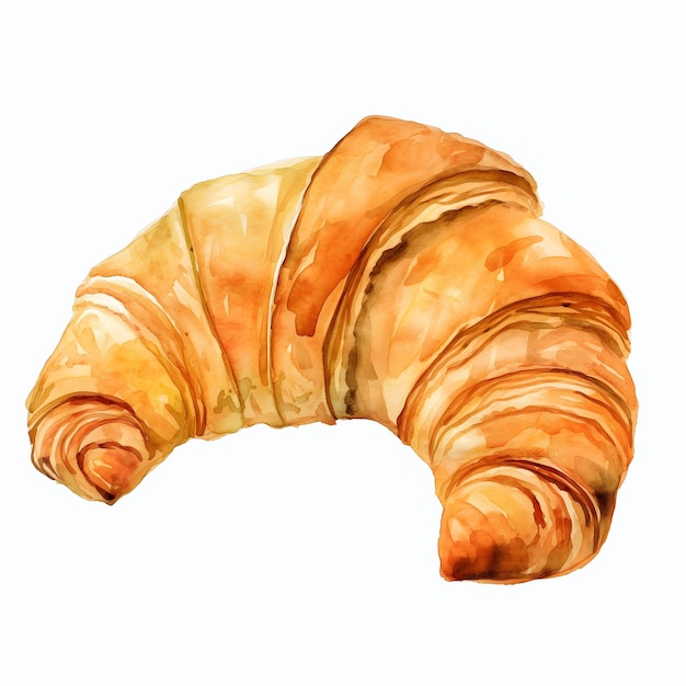 Croissant-Wasserfarbe isoliert auf weißem Hintergrund mit Abschnittspfad