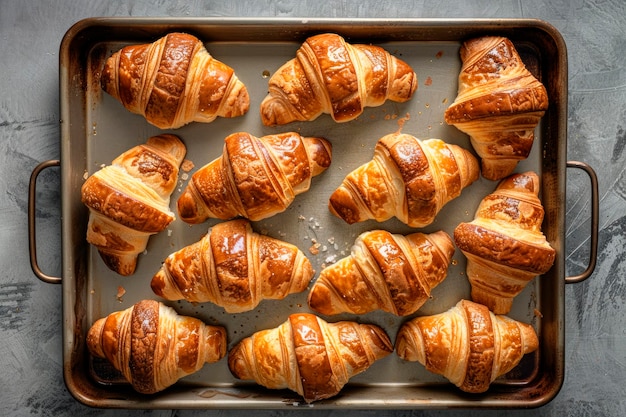 croissantes recém-cozidos na frigideira