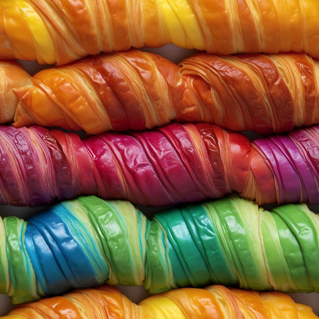 Foto croissants arco iris fotografían una imagen sin costuras