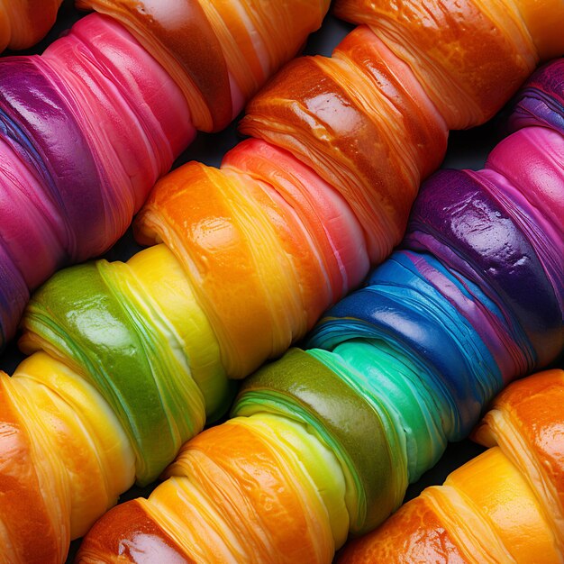 Foto croissants de arco iris imagen sin costuras