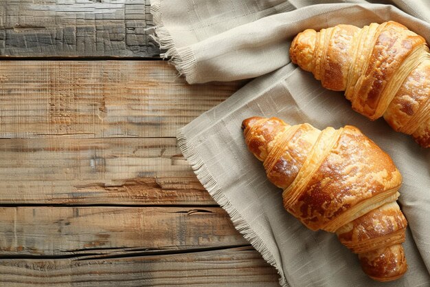 Croissants auf einem alten Holztisch