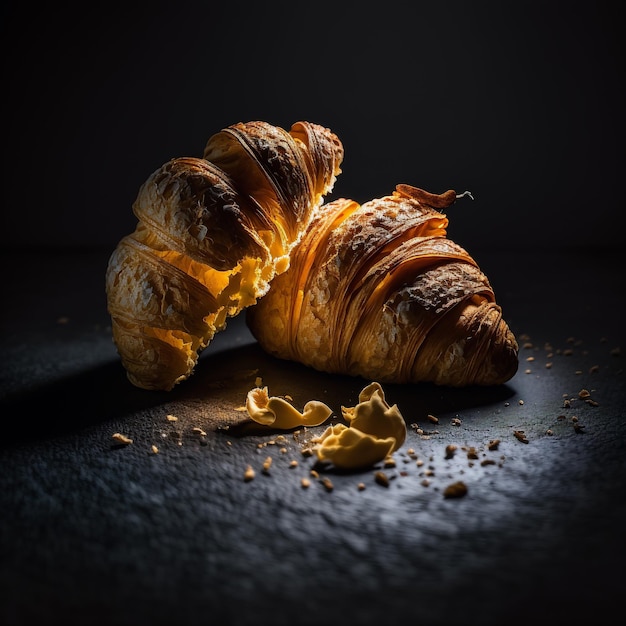 Croissants auf schwarzem Hintergrund