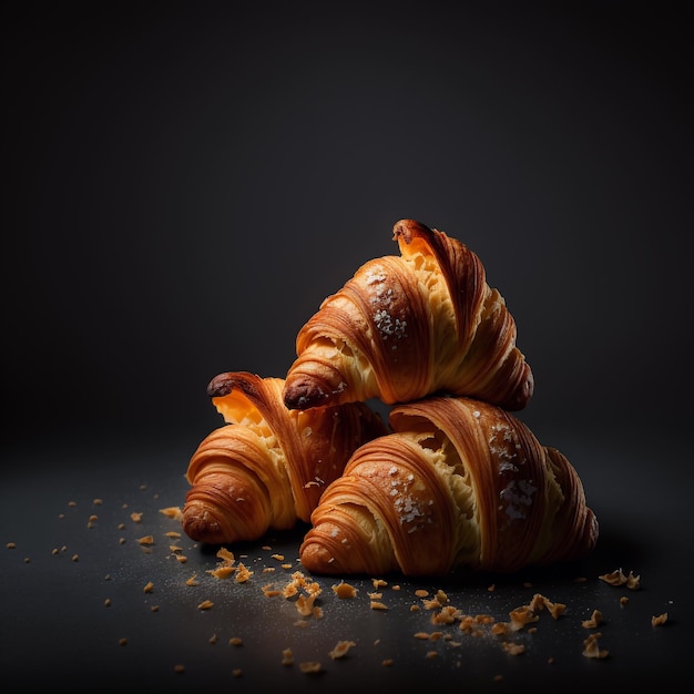 Croissants auf schwarzem Hintergrund