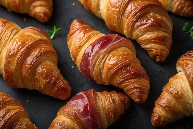 Foto croissants com prosciutto crudo