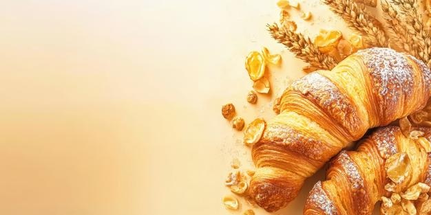 Croissants dourados e trigo