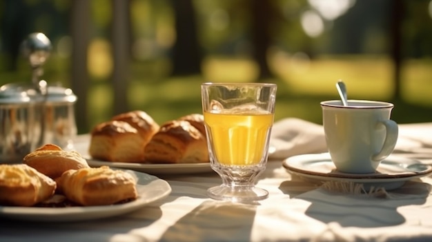 croissants em uma mesa de madeira marrom HD 8K papel de parede Imagem fotográfica