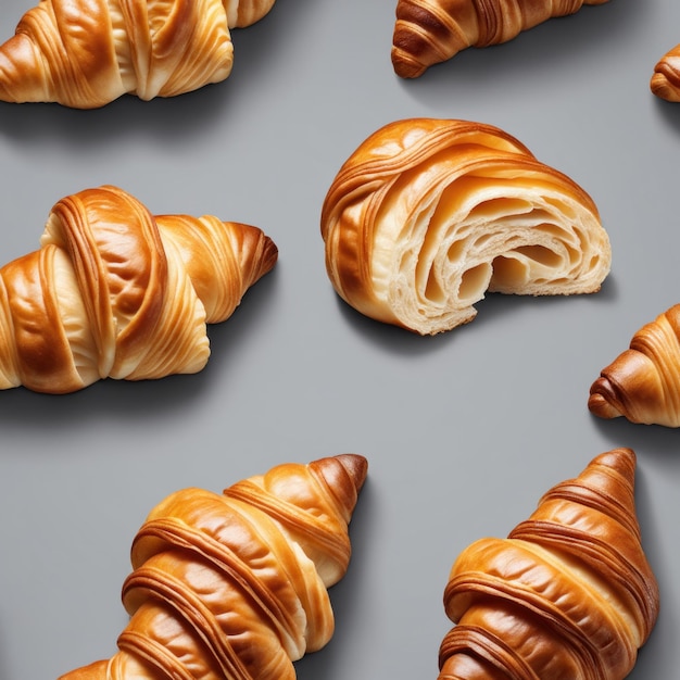 Foto croissants frescos y sabrosos sobre un fondo blanco