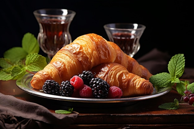 Croissants mit griechischem Joghurt und Honig