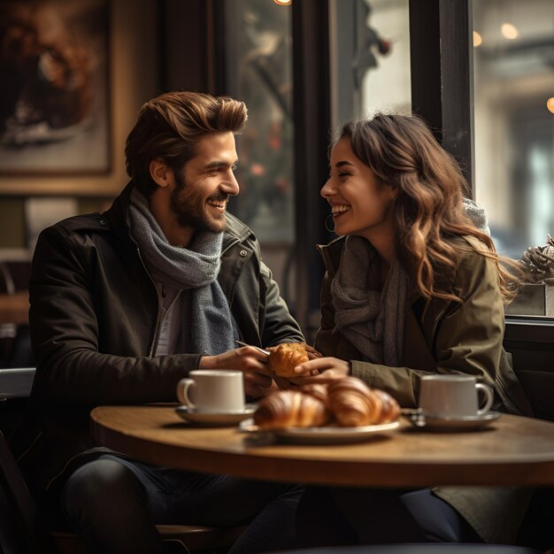 Croissants mit Kaffee