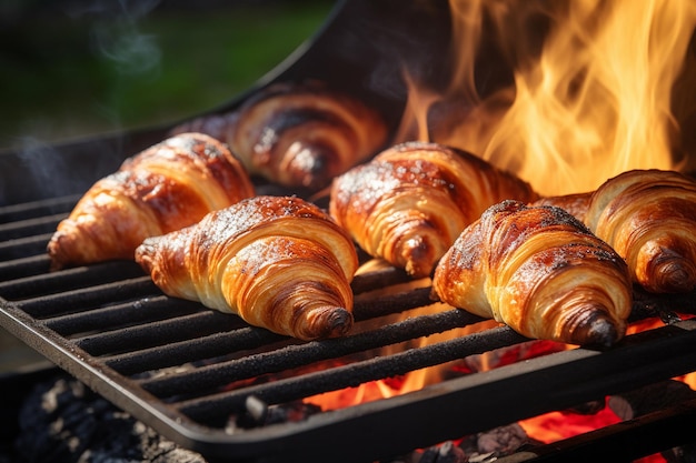 Croissants en una parrilla para un sabor ahumado