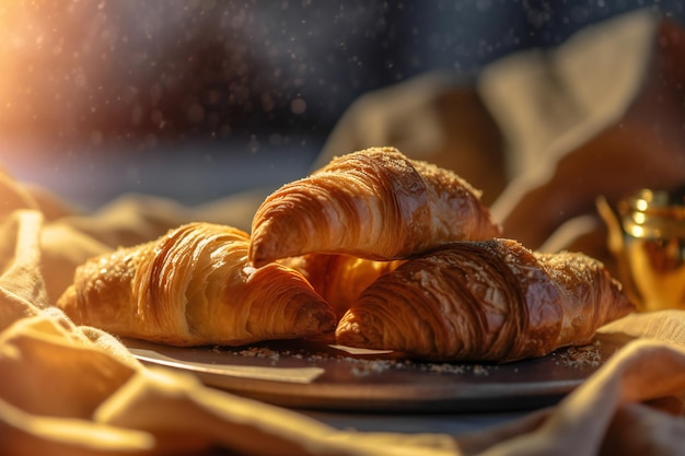 Croissants recién hechos para el desayuno