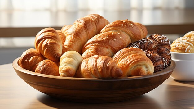 croissants recién horneados en una canasta